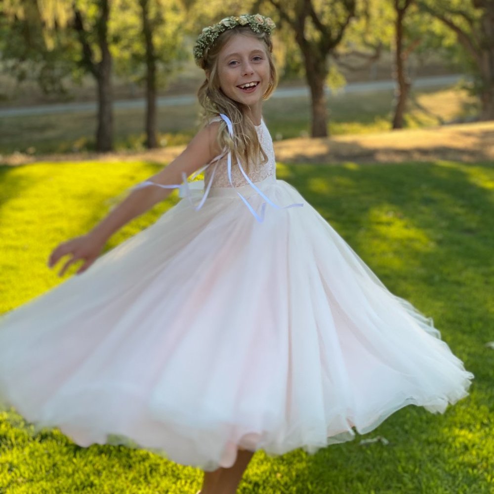 Ball Gown Flower Girl Dress with Heart Cutout f - Picture 4 of 5